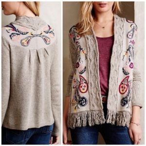 Anthro Folklore Fringe Cardigan Sleeping On Snow